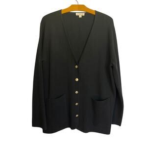 J.Crew Giselle V-Neck Sweater Blazer Nautical Gold Button Cardigan Merino Wool